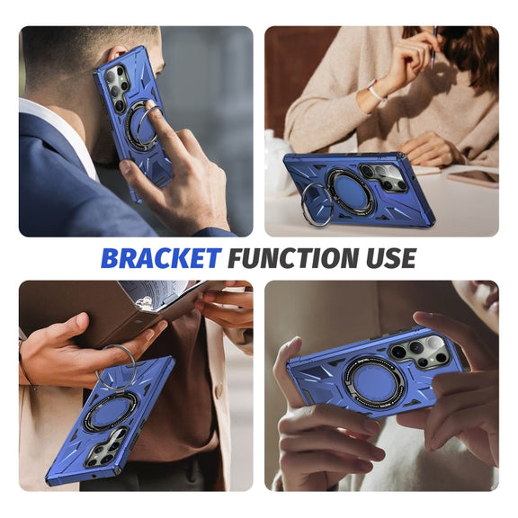 For Samsung Galaxy S23+ 5G MagSafe Magnetic Shockproof Phone Case with Ring Holder(Navy Blue)