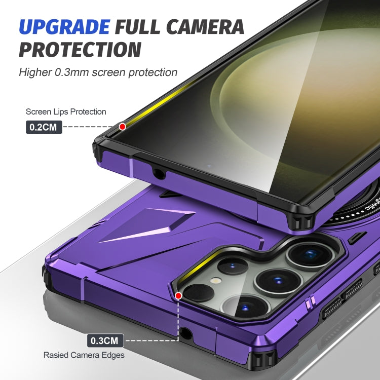 For Samsung Galaxy S23+ 5G MagSafe Magnetic Shockproof Phone Case with Ring Holder(Purple)