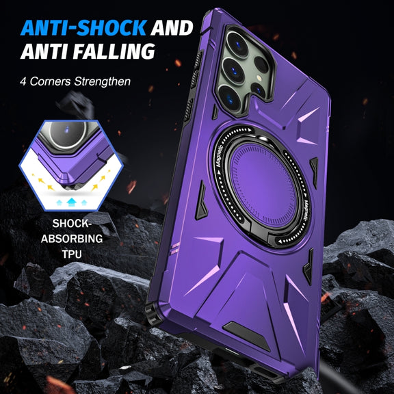 For Samsung Galaxy S23+ 5G MagSafe Magnetic Shockproof Phone Case with Ring Holder(Purple)
