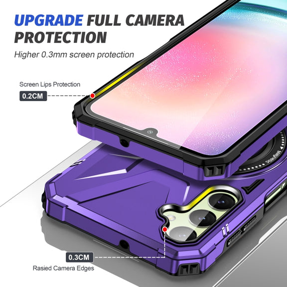 For Samsung Galaxy A14 4G/5G MagSafe Magnetic Shockproof Phone Case with Ring Holder(Purple)
