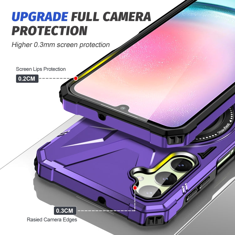 For Samsung Galaxy A14 4G/5G MagSafe Magnetic Shockproof Phone Case with Ring Holder(Purple)