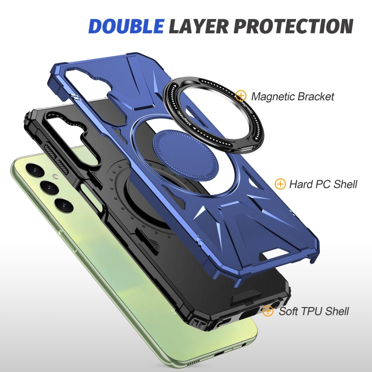 For Samsung Galaxy A24 5G MagSafe Magnetic Shockproof Phone Case with Ring Holder(Navy Blue)