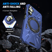 For Samsung Galaxy A24 5G MagSafe Magnetic Shockproof Phone Case with Ring Holder(Navy Blue)