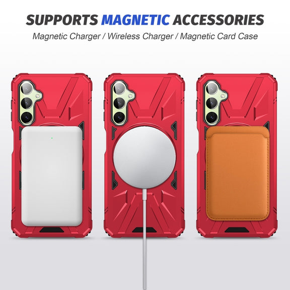 For Samsung Galaxy A24 5G MagSafe Magnetic Shockproof Phone Case with Ring Holder(Red)