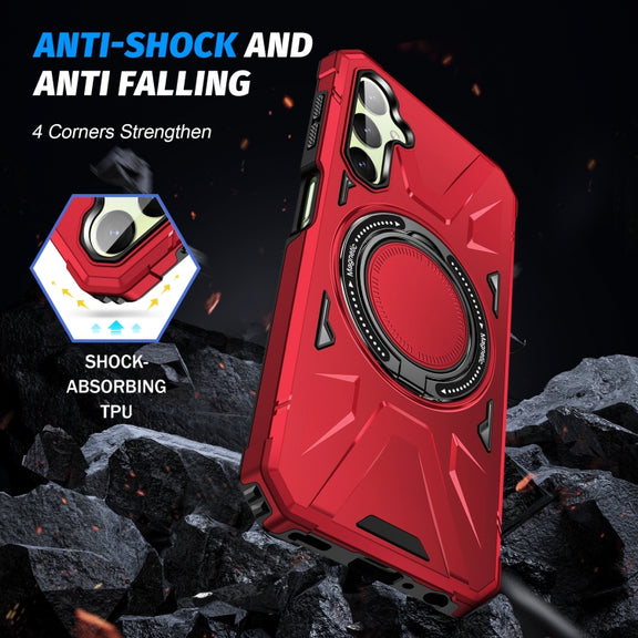 For Samsung Galaxy A24 5G MagSafe Magnetic Shockproof Phone Case with Ring Holder(Red)