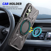 For Samsung Galaxy A24 5G MagSafe Magnetic Shockproof Phone Case with Ring Holder(Dark Grey)