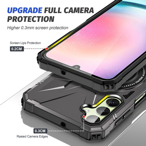 For Samsung Galaxy A24 5G MagSafe Magnetic Shockproof Phone Case with Ring Holder(Dark Grey)