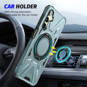 For Samsung Galaxy A54 5G MagSafe Magnetic Shockproof Phone Case with Ring Holder(Green)