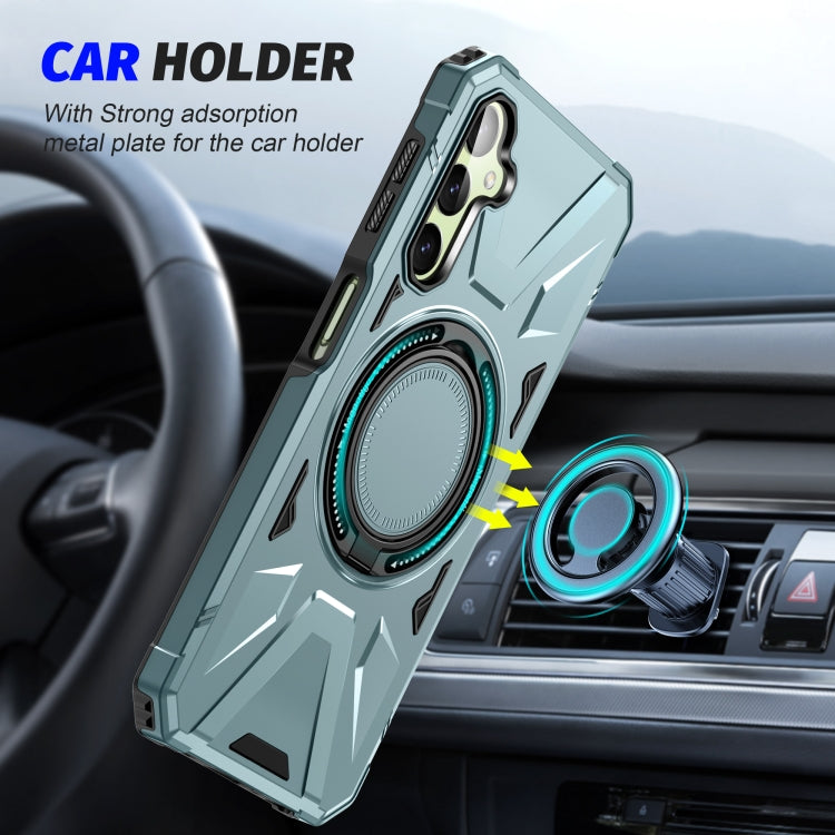 For Samsung Galaxy A54 5G MagSafe Magnetic Shockproof Phone Case with Ring Holder(Green)
