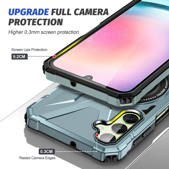 For Samsung Galaxy A54 5G MagSafe Magnetic Shockproof Phone Case with Ring Holder(Green)