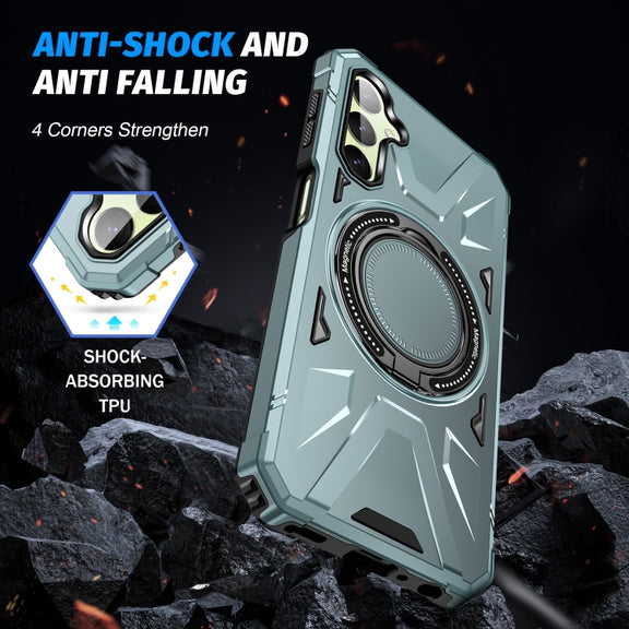 For Samsung Galaxy A54 5G MagSafe Magnetic Shockproof Phone Case with Ring Holder(Green)