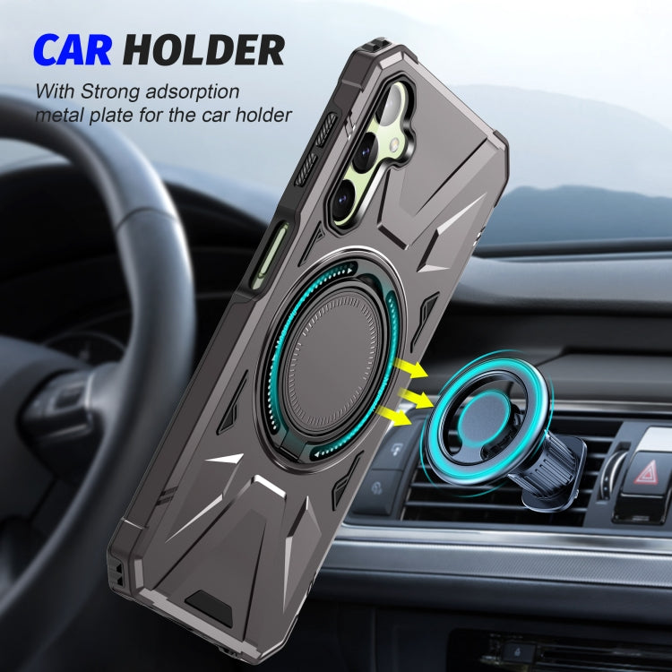 For Samsung Galaxy A54 5G MagSafe Magnetic Shockproof Phone Case with Ring Holder(Dark Grey)