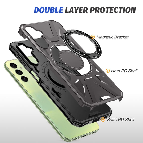 For Samsung Galaxy A54 5G MagSafe Magnetic Shockproof Phone Case with Ring Holder(Dark Grey)