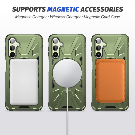 For Samsung Galaxy A54 5G MagSafe Magnetic Shockproof Phone Case with Ring Holder(Dark Green)