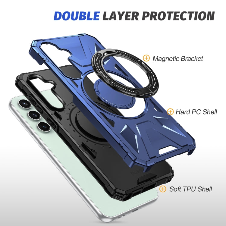 For Samsung Galaxy A15 MagSafe Magnetic Shockproof Phone Case with Ring Holder(Navy Blue)