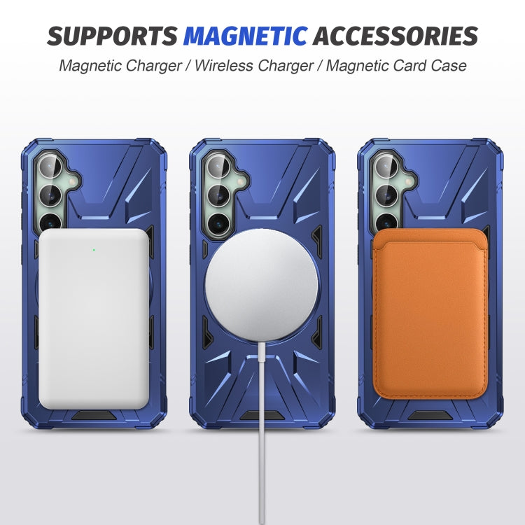 For Samsung Galaxy A15 MagSafe Magnetic Shockproof Phone Case with Ring Holder(Navy Blue)