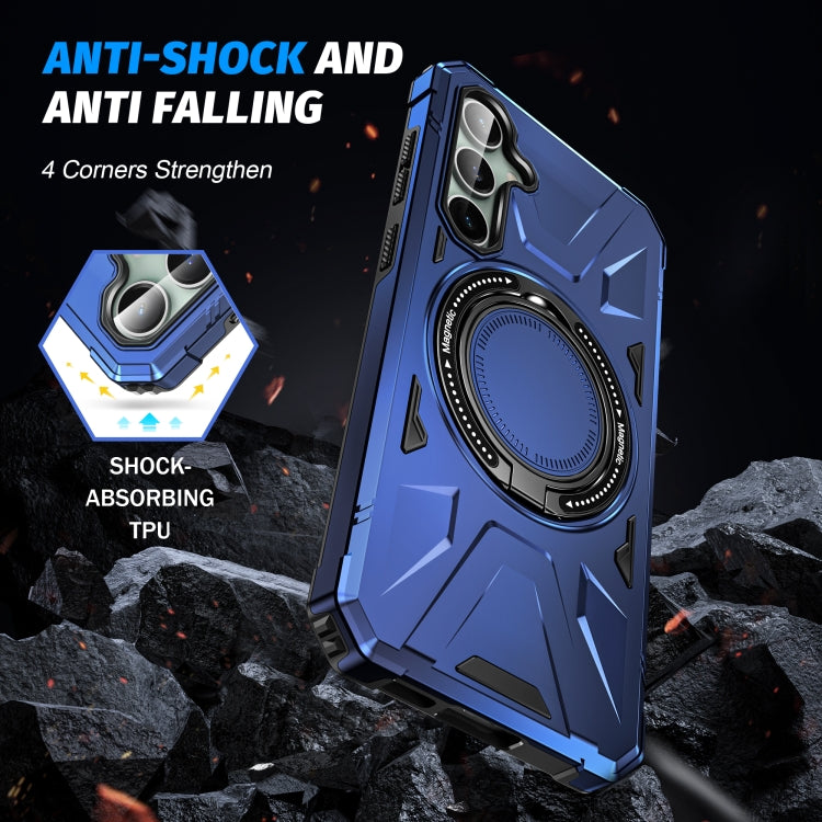 For Samsung Galaxy A15 MagSafe Magnetic Shockproof Phone Case with Ring Holder(Navy Blue)