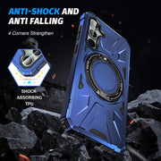 For Samsung Galaxy A15 MagSafe Magnetic Shockproof Phone Case with Ring Holder(Navy Blue)