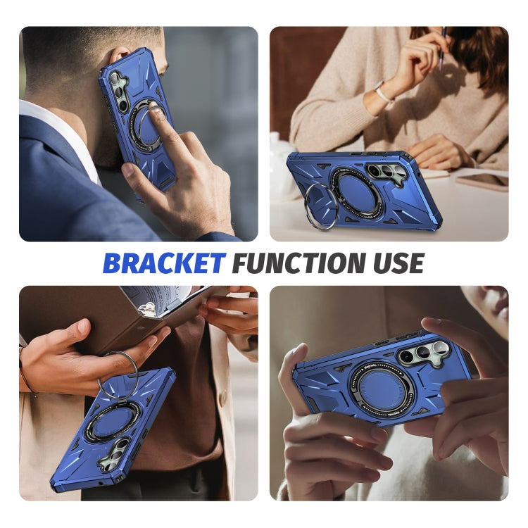 For Samsung Galaxy A15 MagSafe Magnetic Shockproof Phone Case with Ring Holder(Navy Blue)