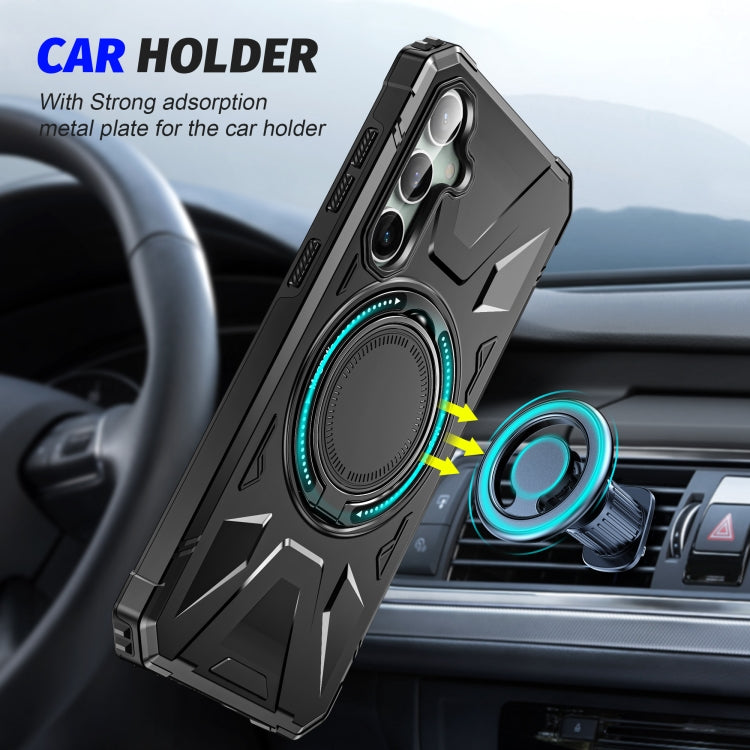 For Samsung Galaxy A15 MagSafe Magnetic Shockproof Phone Case with Ring Holder(Black)