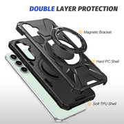 For Samsung Galaxy A15 MagSafe Magnetic Shockproof Phone Case with Ring Holder(Black)