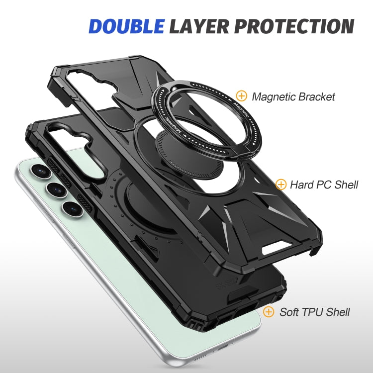 For Samsung Galaxy A15 MagSafe Magnetic Shockproof Phone Case with Ring Holder(Black)