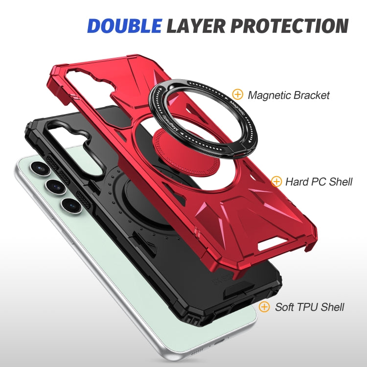 For Samsung Galaxy A15 MagSafe Magnetic Shockproof Phone Case with Ring Holder(Red)
