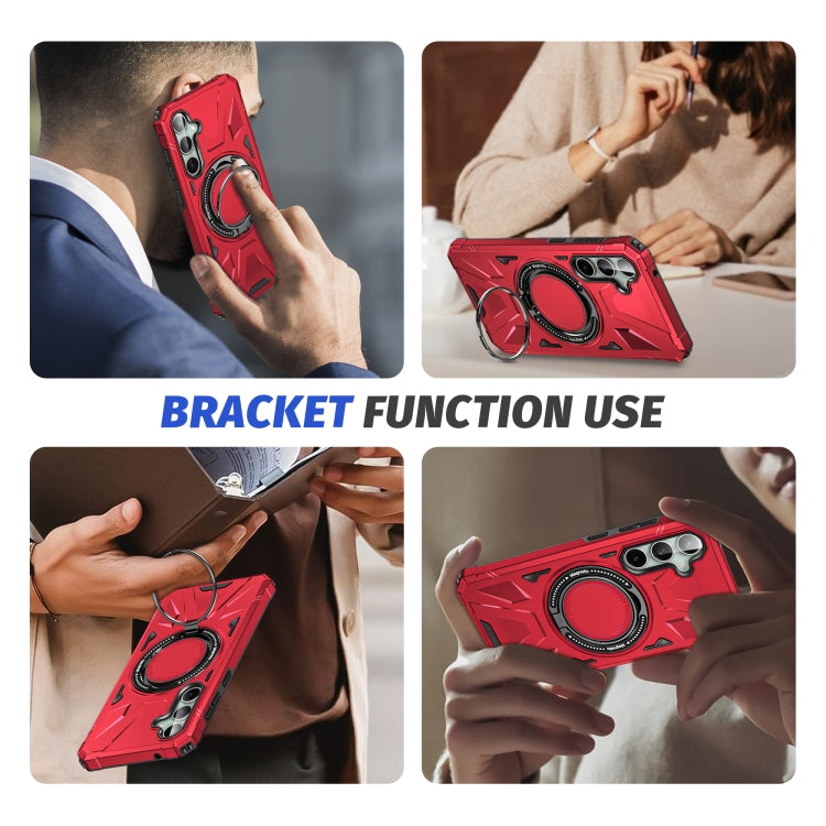 For Samsung Galaxy A15 MagSafe Magnetic Shockproof Phone Case with Ring Holder(Red)
