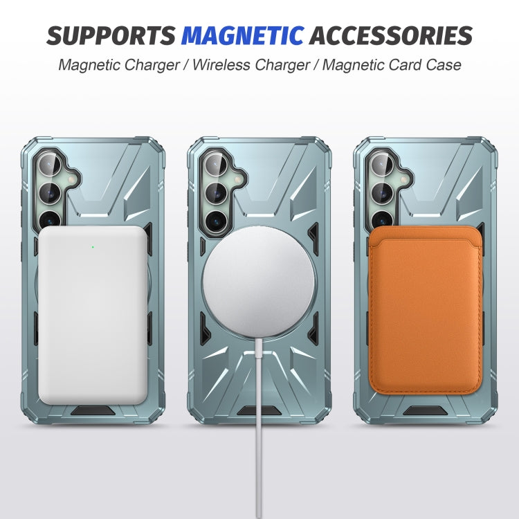 For Samsung Galaxy A15 MagSafe Magnetic Shockproof Phone Case with Ring Holder(Green)