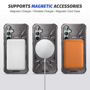 For Samsung Galaxy A15 MagSafe Magnetic Shockproof Phone Case with Ring Holder(Dark Grey)