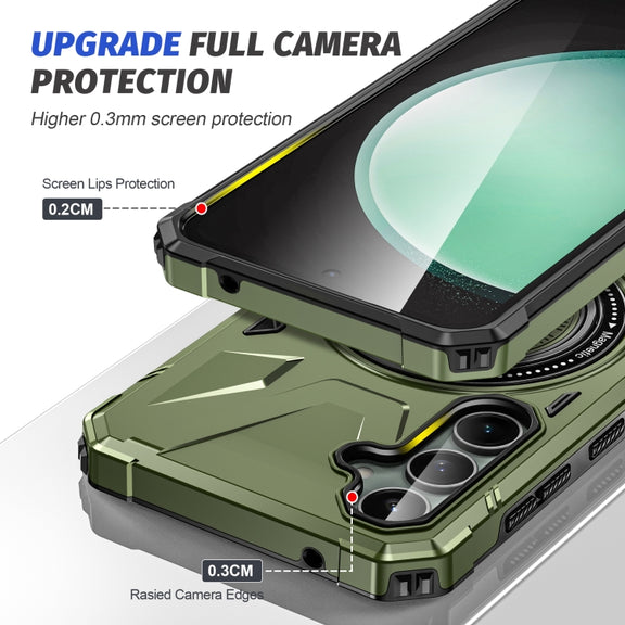 For Samsung Galaxy A15 MagSafe Magnetic Shockproof Phone Case with Ring Holder(Dark Green)