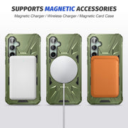 For Samsung Galaxy A15 MagSafe Magnetic Shockproof Phone Case with Ring Holder(Dark Green)