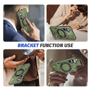 For Samsung Galaxy A15 MagSafe Magnetic Shockproof Phone Case with Ring Holder(Dark Green)