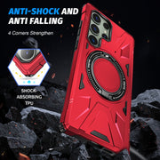 For Samsung Galaxy S24 Ultra 5G MagSafe Magnetic Shockproof Phone Case with Ring Holder(Red)