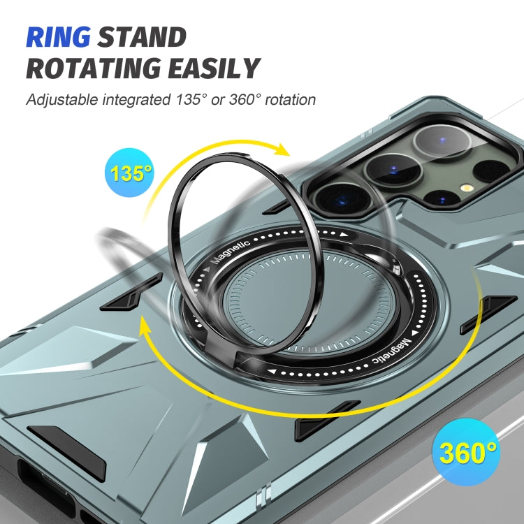 For Samsung Galaxy S24 Ultra 5G MagSafe Magnetic Shockproof Phone Case with Ring Holder(Green)