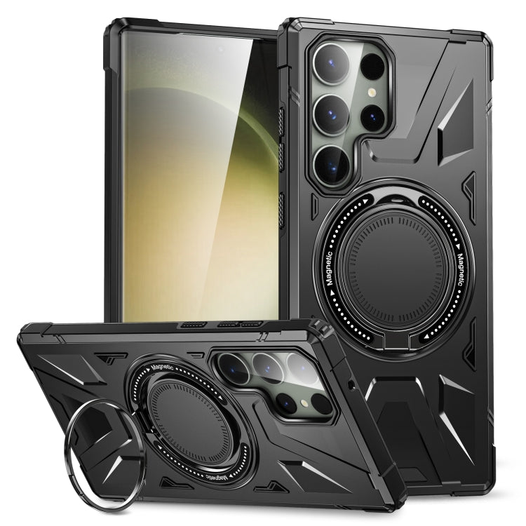For Samsung Galaxy S24+ 5G MagSafe Magnetic Shockproof Phone Case with Ring Holder(Black)
