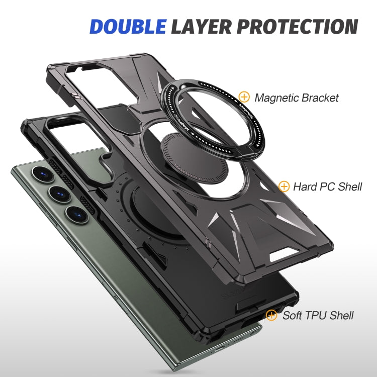 For Samsung Galaxy S24+ 5G MagSafe Magnetic Shockproof Phone Case with Ring Holder(Dark Grey)