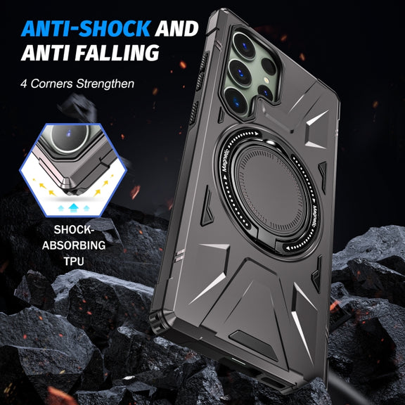 For Samsung Galaxy S24+ 5G MagSafe Magnetic Shockproof Phone Case with Ring Holder(Dark Grey)