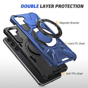 For Samsung Galaxy S24 5G MagSafe Magnetic Shockproof Phone Case with Ring Holder(Navy Blue)
