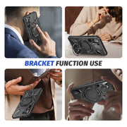 For Samsung Galaxy S24 5G MagSafe Magnetic Shockproof Phone Case with Ring Holder(Black)