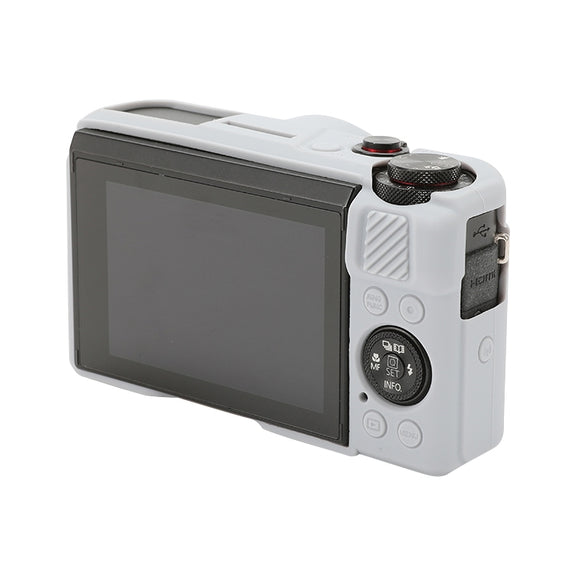 For Canon PowerShot G7 X Mark II / G7X2 Soft Silicone Protective Case with Lens Cover(Grey)