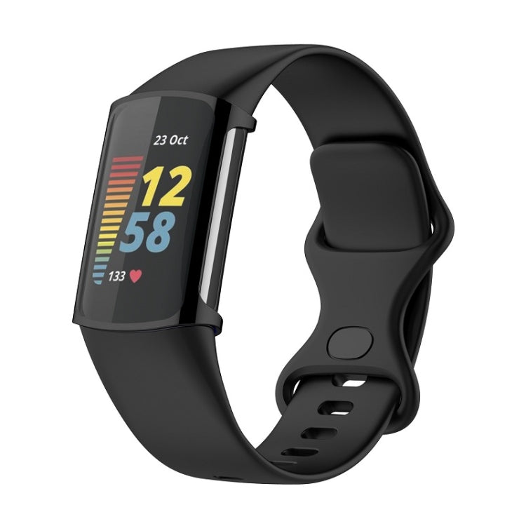 For Fitbit Charge 6 / 5 Full Coverage TPU Electroplated Watch Protective Case(Black)