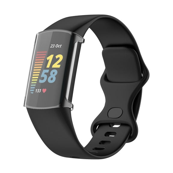 For Fitbit Charge 6 / 5 Full Coverage TPU Electroplated Watch Protective Case(Transparent White)