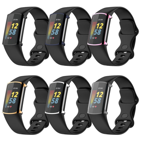 For Fitbit Charge 6 / 5 Full Coverage TPU Electroplated Watch Protective Case(Silver)
