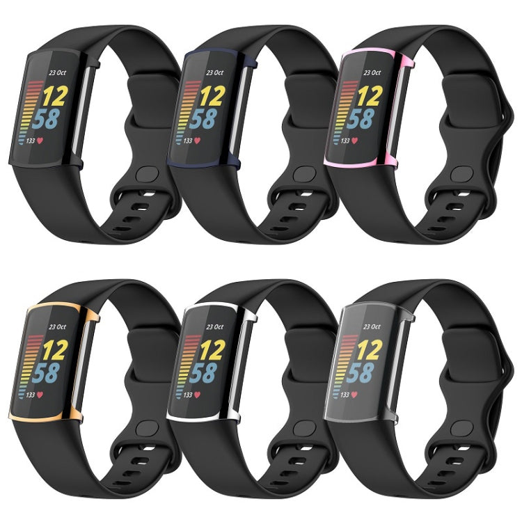 For Fitbit Charge 6 / 5 Full Coverage TPU Electroplated Watch Protective Case(Midnight Blue)
