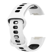 For Fitbit Charge 6 Two Color Silicone Watch Band(White Black)