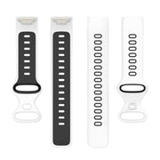 For Fitbit Charge 6 Two Color Silicone Watch Band(White Black)