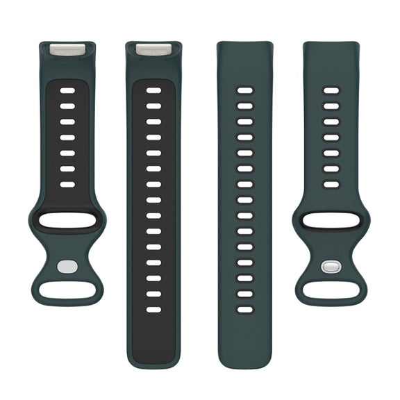 For Fitbit Charge 6 Two Color Silicone Watch Band(Olive Green Black)