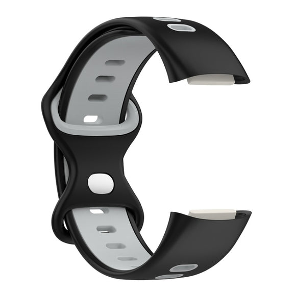 For Fitbit Charge 6 Two Color Silicone Watch Band(Black Grey)