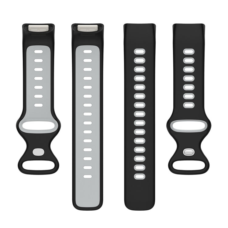 For Fitbit Charge 6 Two Color Silicone Watch Band(Black Grey)